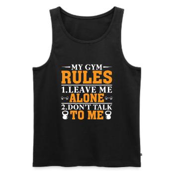 My Gym Rules 1.Leave Me Alone - Men's Premium Organic Tank Top - black - Front - Michal (187cm)