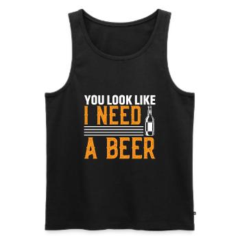 You look like I need a beer - Men's Premium Organic Tank Top - black - Front - Michal (187cm)