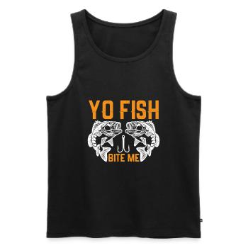 Yo, poisson, mords-moi - Débardeur bio Premium Homme - noir - Devant - AI Model Male 178 light (178cm)
