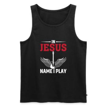 Au nom de Jésus, je joue - Débardeur bio Premium Homme - noir - Devant - Michal (187cm)