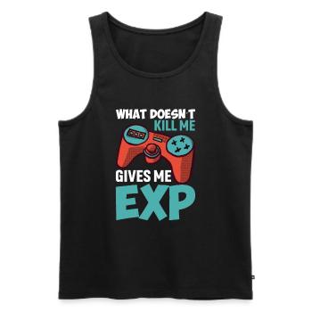 Was Mich Nicht Umbringt, Gibt Mir Exp - Männer Premium Bio Tank Top - Schwarz - Vorne - Michal (187cm)