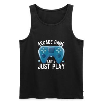 Jeu d’arcade Let’s Just Play - Débardeur bio Premium Homme - noir - Devant - Michal (187cm)