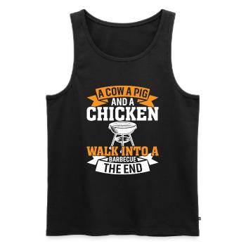 A cow, a pig and a chicken enter a - Men's Premium Organic Tank Top - black - Front - Michal (187cm)