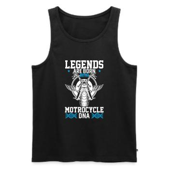 Les légendes naissent avec l’ADN de la moto - Débardeur bio Premium Homme - noir - Devant - Michal (187cm)