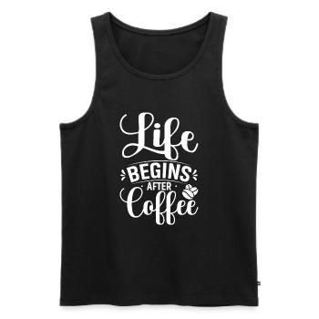 La vie commence après le café - Débardeur bio Premium Homme - noir - Devant - Michal (187cm)