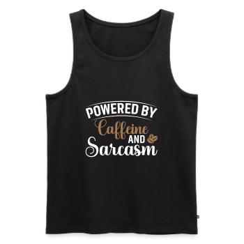 Propulsé par la caféine et le sarcasme - Débardeur bio Premium Homme - noir - Devant - Michal (187cm)