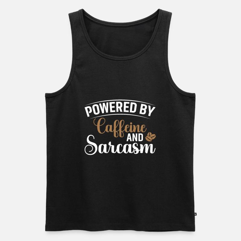 Powered by Caffeine & Sarcasm - Men's Premium Organic Tank Top - black