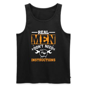 Les vrais hommes n’ont pas besoin d’instructions - Débardeur bio Premium Homme - noir - Devant - AI Model Male 178 light (178cm)