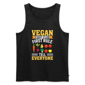 Première règle du Vegan Fight Club : Dites-le à tout le monde - Débardeur bio Premium Homme - noir - Devant - Michal (187cm)