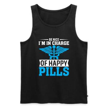 Be nice, I'm in charge of the happiness pills - Men's Premium Organic Tank Top - black - Front - AI Model Male 178 light (178cm)