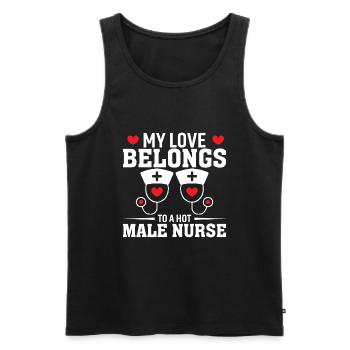 My love belongs to a hot nurse - Men's Premium Organic Tank Top - black - Front - AI Model Male 178 light (178cm)