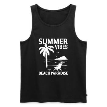 Sommer Vibes Strand Paradies - Männer Premium Bio Tank Top - Schwarz - Vorne - Michal (187cm)