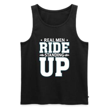 Echte Männer Fahren Im Stehen - Männer Premium Bio Tank Top - Schwarz - Vorne - Michal (187cm)