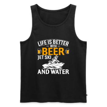 La vie est meilleure avec de la bière, des jet-skis et de l’eau - Débardeur bio Premium Homme - noir - Devant - AI Model Male 178 light (178cm)