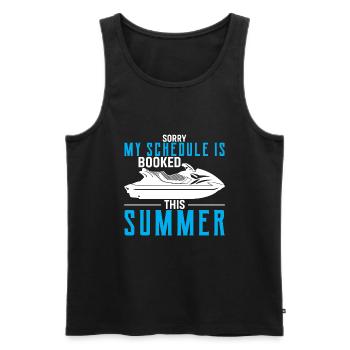 Sorry my schedule is fully booked this summer - Men's Premium Organic Tank Top - black - Front - Michal (187cm)