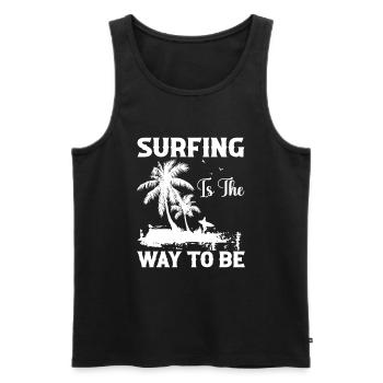 Surfen ist der richtige Weg - Männer Premium Bio Tank Top - Schwarz - Vorne - Michal (187cm)