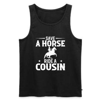 Sauver Une Balade À Cheval Un Cousin - Débardeur bio Premium Homme - noir - Devant - Michal (187cm)