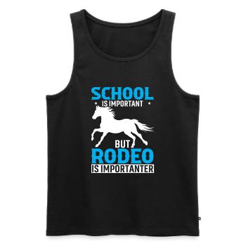 Schule ist wichtig, aber Rodeo ist wichtiger - Männer Premium Bio Tank Top - Schwarz - Vorne - Michal (187cm)