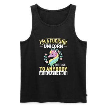 Ich bin ein verdammtes Einhorn... Verdammt noch mal für jeden, der - Männer Premium Bio Tank Top - Schwarz - Vorne - Michal (187cm)