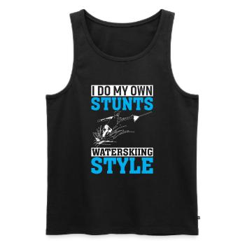 I Do My Own Stunts Waterskiing Style - Men's Premium Organic Tank Top - black - Front - Michal (187cm)