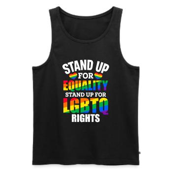 Défendez l’égalité Défendez les droits des LGBTQ. - Débardeur bio Premium Homme - noir - Devant - AI Model Male 178 light (178cm)