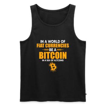 In A World Of Normal Currencies, Be A Bitcoin - Men's Premium Organic Tank Top - black - Front - AI Model Male 178 light (178cm)