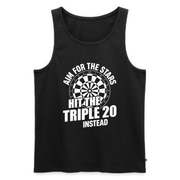 Visez les étoiles, frappez plutôt le Triple 20 - Débardeur bio Premium Homme - noir - Devant - AI Model Male 178 light (178cm)