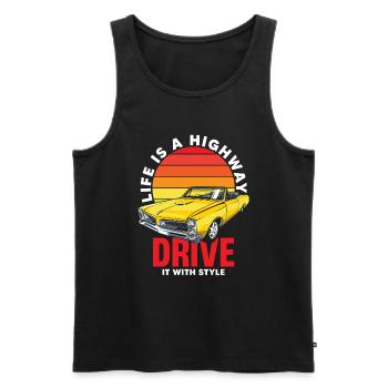 La vie est une autoroute Conduisez-la avec style - Débardeur bio Premium Homme - noir - Devant - Michal (187cm)