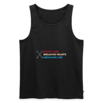 Fixing Cars, Breaking Hearts – Mechanic Life - Men's Premium Organic Tank Top - black - Front - Michal (187cm)