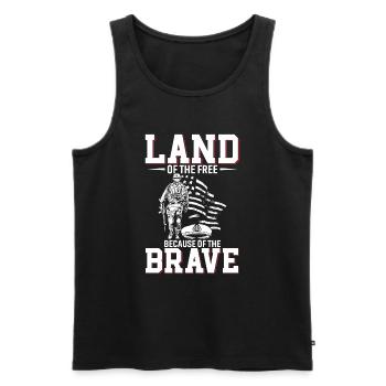 Terre de la liberté, à cause des braves. - Débardeur bio Premium Homme - noir - Devant - Michal (187cm)