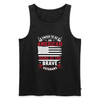 Fier d’être un Américain, la maison du brave vétéran - Débardeur bio Premium Homme - noir - Devant - Michal (187cm)
