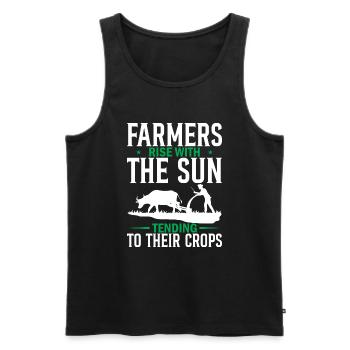 Farmers Rise With The Sun, Tending To Their Crops - Men's Premium Organic Tank Top - black - Front - Michal (187cm)