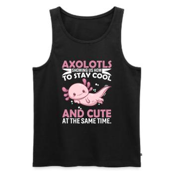Axolotls : nous montrer comment rester cool et mignon à - Débardeur bio Premium Homme - noir - Devant - Michal (187cm)