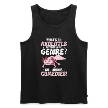 Quel est le genre de film préféré d’un axolotl ? Gill-Ari - Débardeur bio Premium Homme - noir - Devant - Michal (187cm)