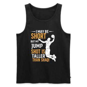 Ich bin zwar klein, aber mein Sprungschuss ist größer als sh - Männer Premium Bio Tank Top - Schwarz - Vorne - AI Model Male 178 light (178cm)