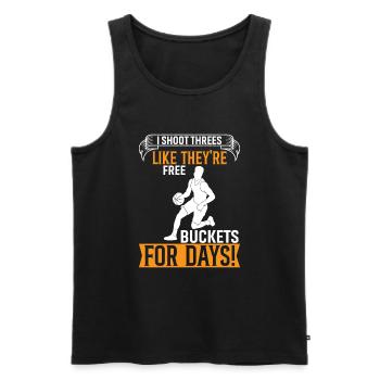 Ich schieße Dreier, als wären sie frei - Eimer für den Tag - Männer Premium Bio Tank Top - Schwarz - Vorne - Michal (187cm)