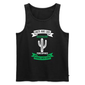 Les cactus sont comme de succulents porcs-épics - à manipuler avec - Débardeur bio Premium Homme - noir - Devant - Michal (187cm)