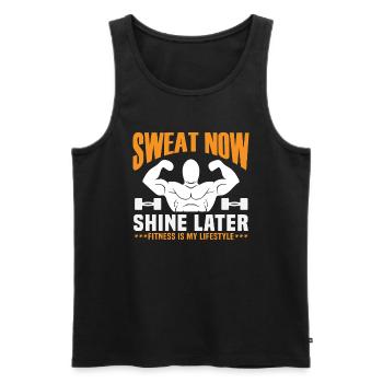 Sweat Now, Shine Later - Fitness Is My Lifestyle. - Men's Premium Organic Tank Top - black - Front - AI Model Male 178 light (178cm)