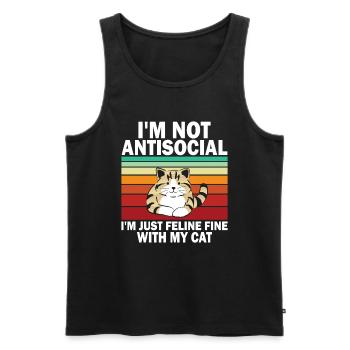 Ich bin nicht asozial, ich bin nur katzenartig mit meinem C - Männer Premium Bio Tank Top - Schwarz - Vorne - Michal (187cm)