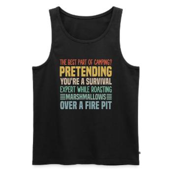La meilleure partie du camping ? Prétendre que vous êtes un Surv - Débardeur bio Premium Homme - noir - Devant - Michal (187cm)
