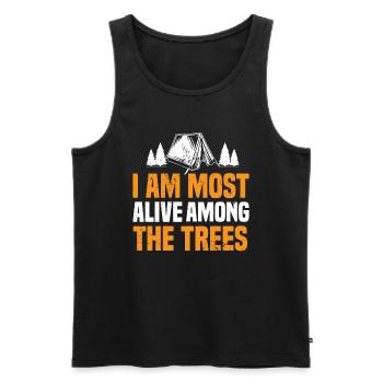 Je suis le plus vivant parmi les arbres. - Débardeur bio Premium Homme - noir - Devant - Michal (187cm)