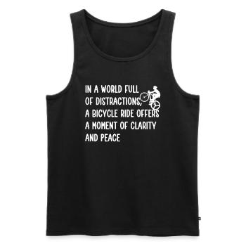 In einer Welt voller Ablenkungen, eine Fahrradtour von - Männer Premium Bio Tank Top - Schwarz - Vorne - AI Model Male 178 light (178cm)