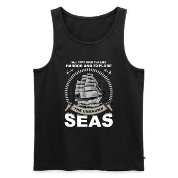 Sail Away From The Safe Harbor And Explore The Unk - Men's Premium Organic Tank Top - black - Front - Michal (187cm)
