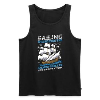 Sailing: Where Even The Calmest Seas Can Turn You - Men's Premium Organic Tank Top - black - Front - Michal (187cm)