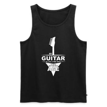 Meine Gitarre ist wie ein guter Wein - es wird besser mit Witz - Männer Premium Bio Tank Top - Schwarz - Vorne - Michal (187cm)