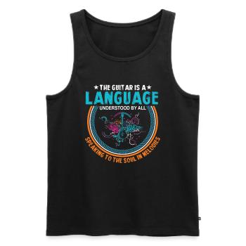 The Guitar Is A Language Understood By All, Speaki - Men's Premium Organic Tank Top - black - Front - AI Model Male 178 light (178cm)