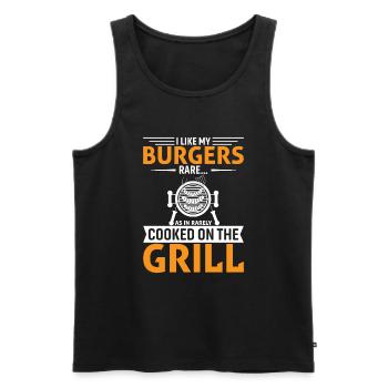 Ich mag meine Burger rare... Wie in Selten gekocht auf dem - Männer Premium Bio Tank Top - Schwarz - Vorne - AI Model Male 178 light (178cm)