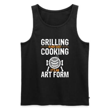 Grillen ist nicht nur Kochen, es ist eine Kunstform. - Männer Premium Bio Tank Top - Schwarz - Vorne - AI Model Male 178 light (178cm)