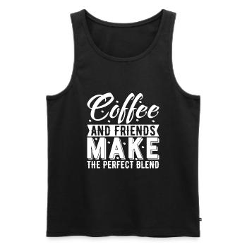 Le café et les amis font le mélange parfait. - Débardeur bio Premium Homme - noir - Devant - AI Model Male 178 light (178cm)