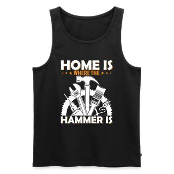 Zuhause ist, wo der Hammer ist - Männer Premium Bio Tank Top - Schwarz - Vorne - Michal (187cm)